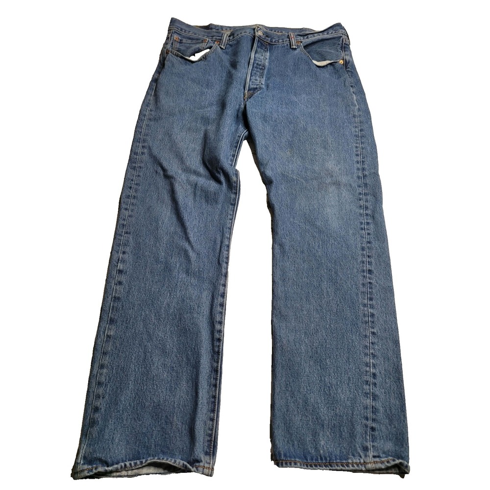 Levis 501 Jeans Mens 40x32 Blue Button Fly Denim Pants Straight Classic Workwear